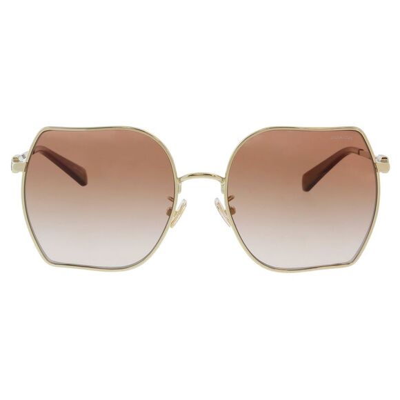 Coach 0HC7142 942913 Full Rim Shiny Light Gold Square Sunglasses - Picture 2 of 5